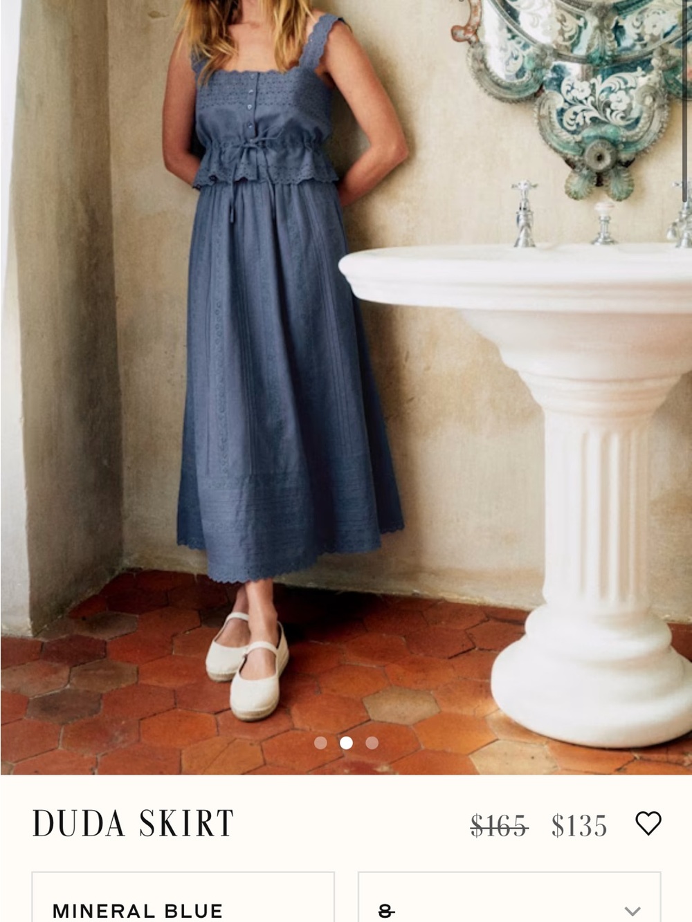Sezane Duda Skirt — Mineral Blue Midi Skirt - Picture 2 of 4